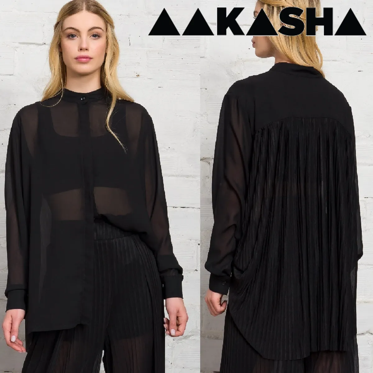 Aakasha  |Chiffon Long Sleeves Plain Medium Handmade Oversized