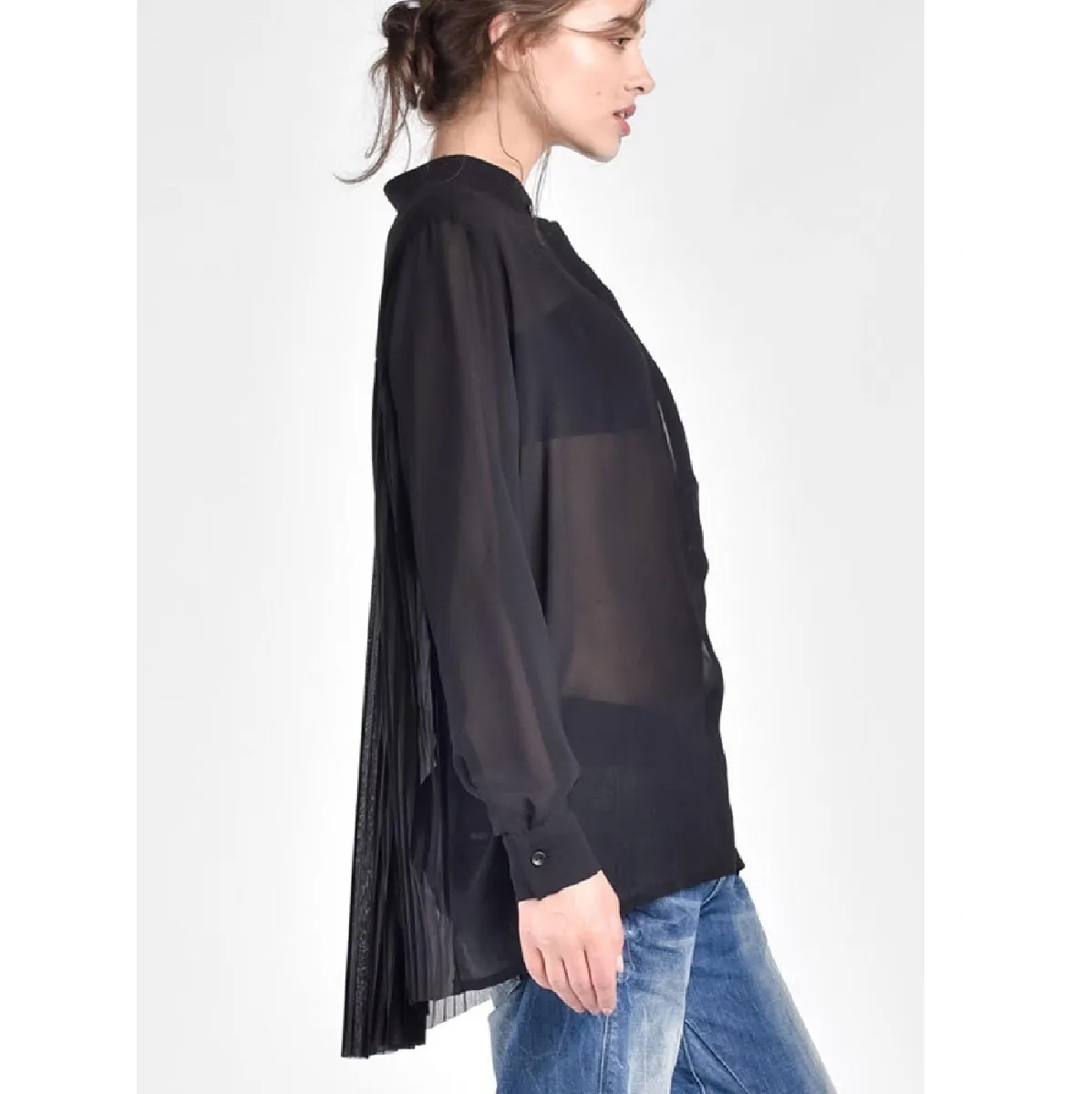 Aakasha  |Chiffon Long Sleeves Plain Medium Handmade Oversized