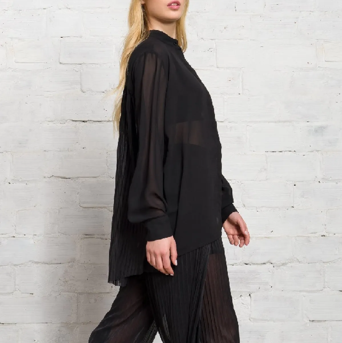 Aakasha  |Chiffon Long Sleeves Plain Medium Handmade Oversized