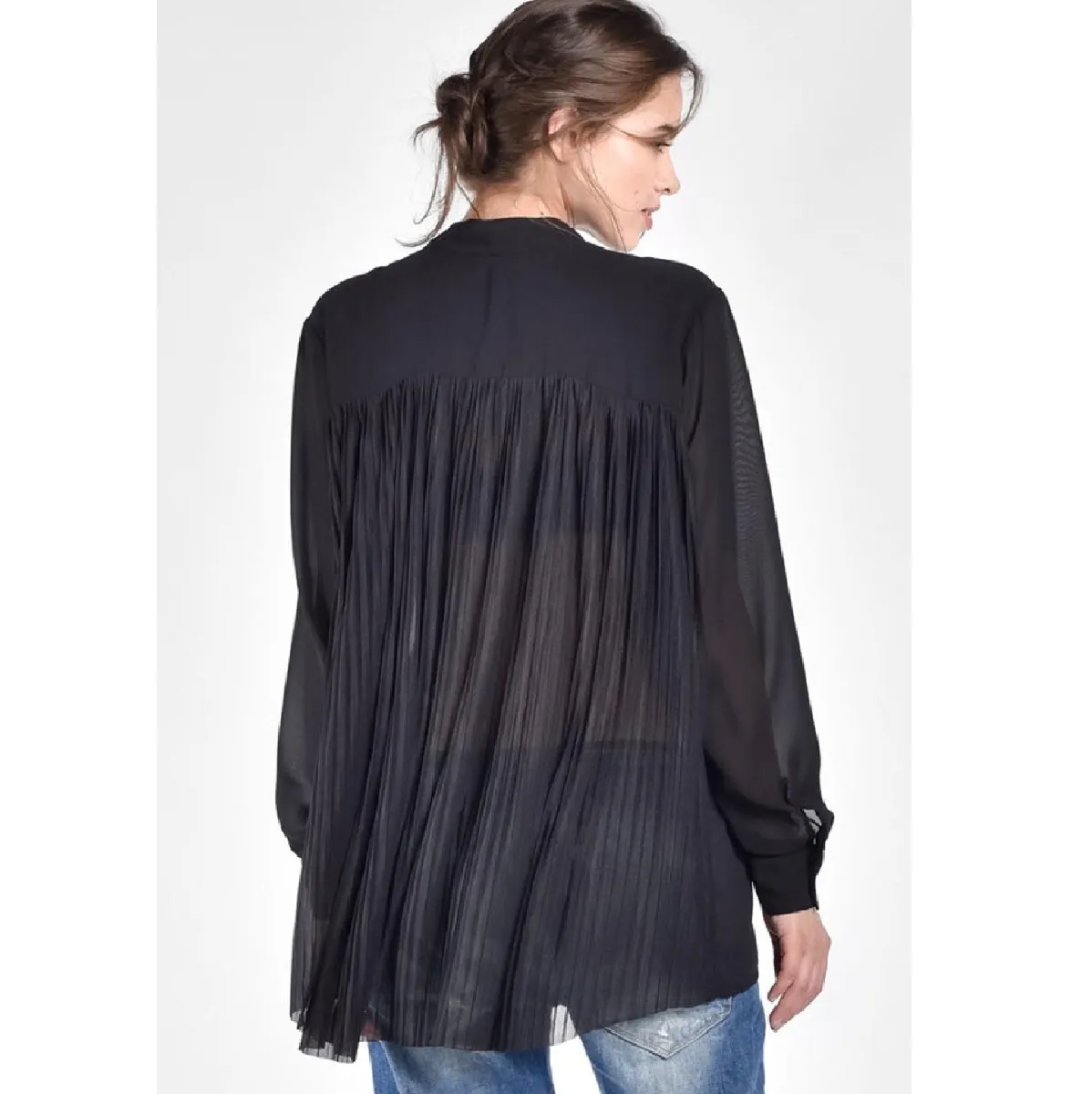 Aakasha  |Chiffon Long Sleeves Plain Medium Handmade Oversized