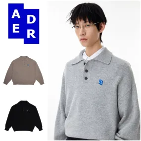 ADERERROR  |Unisex Street Style Long Sleeves Logo Polos