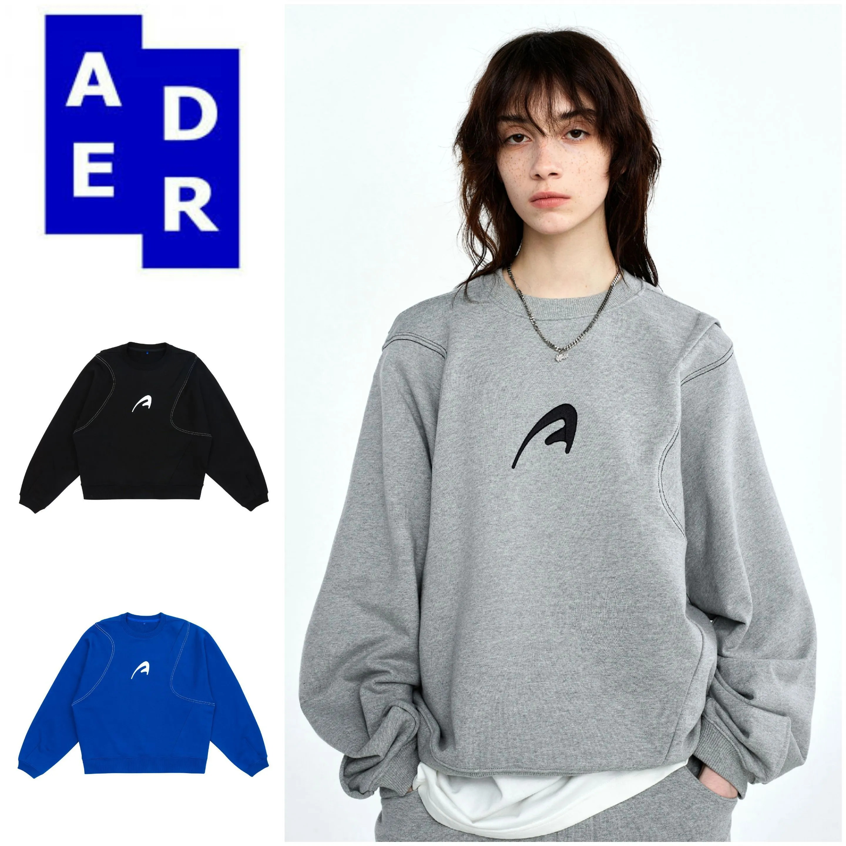 ADERERROR  |Unisex Street Style Long Sleeves Logo Sweatshirts