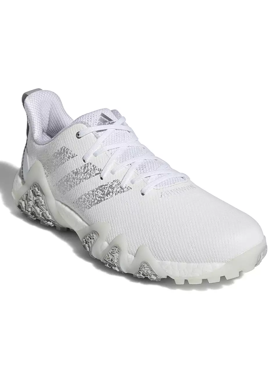 Adidas Code Chaos 22 Lace Golf Shoes -Cloud White / Silver Metallic / Grey Two