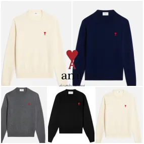 AMI PARIS  |Unisex Long Sleeves Logo V-neck & Crew neck