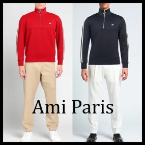 AMI PARIS  |Unisex Nylon Street Style Long Sleeves Plain Cotton Logo