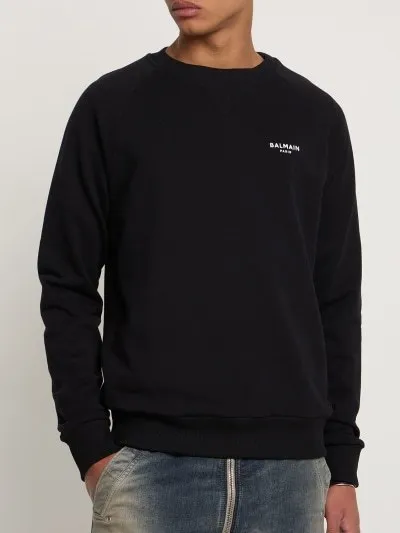 BALMAIN  |Crew Neck Long Sleeves Cotton Logo Luxury Sweatshirts