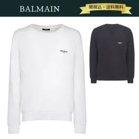 BALMAIN  |Crew Neck Long Sleeves Cotton Logo Luxury Sweatshirts