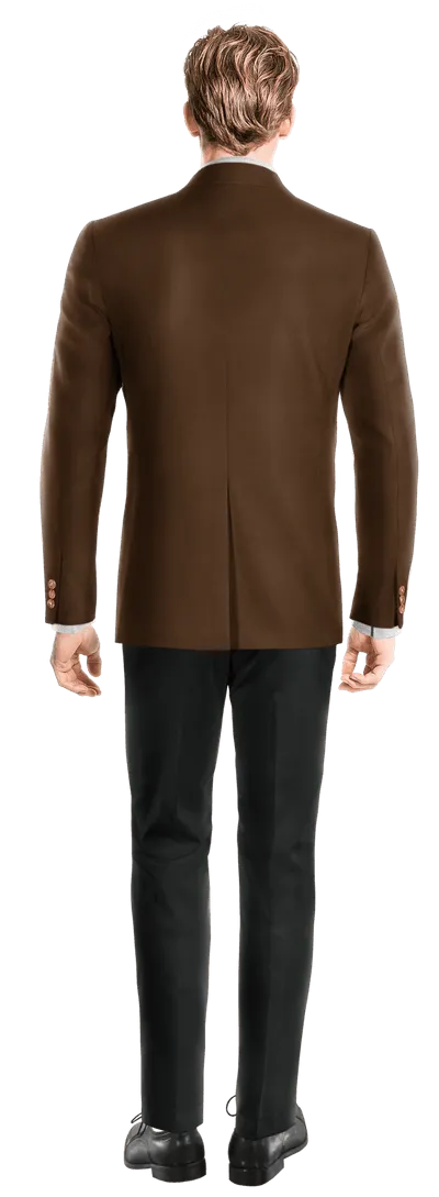  Blazer marrón chocolate de terciopelo slim fit de 3 botones