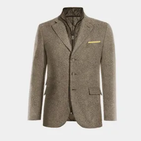  Blazer marrón claro de donegal tweed solapa ancha