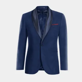  Blazer Smoking azul cobalto solapa ancha de entretiempo de 1 botón