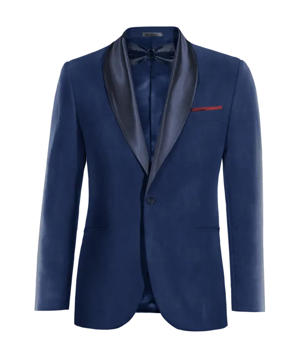  Blazer Smoking azul cobalto solapa ancha de entretiempo de 1 botón