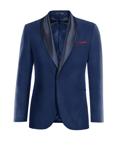  Blazer Smoking azul cobalto solapa ancha de entretiempo de 1 botón