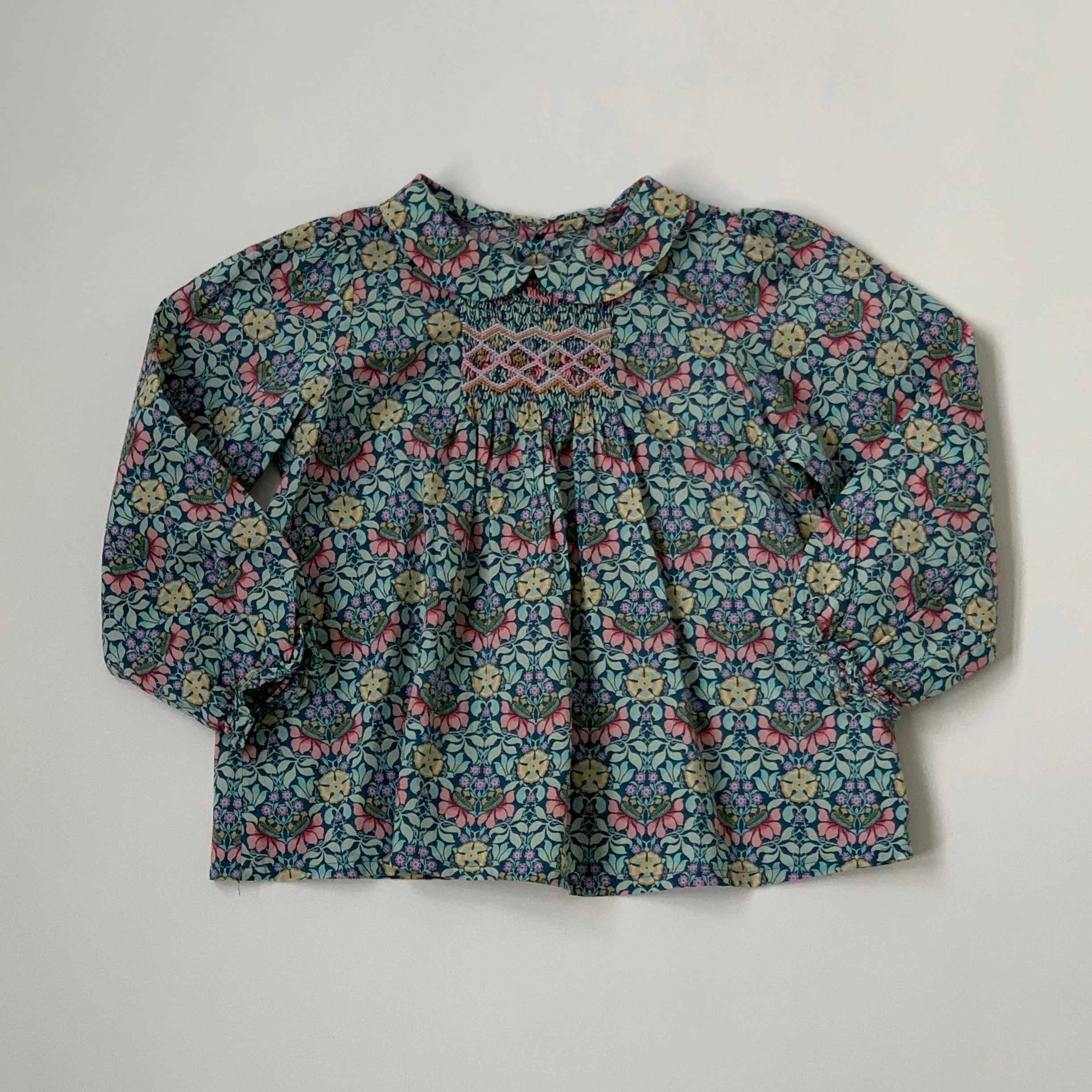 Bonpoint Smocked Liberty Print Blouse With Collar: 18 Months