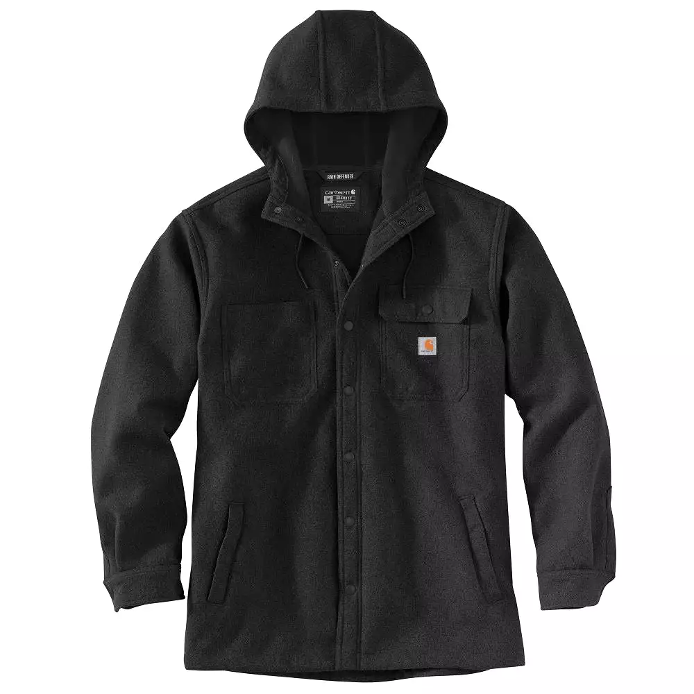 'Carhartt' Men's Rain Defender Heavyweight Hooded Shirt Jac - Black