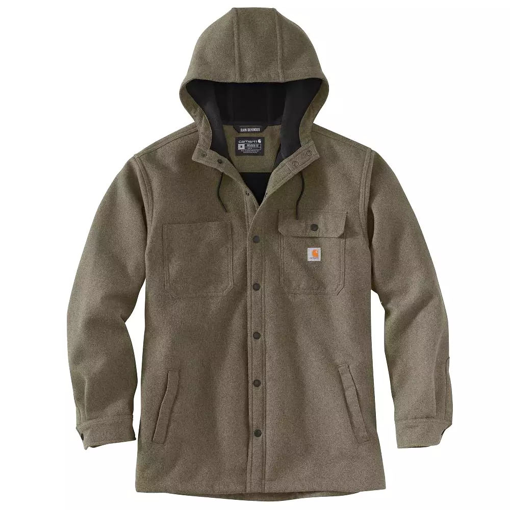 'Carhartt' Men's Rain Defender Heavyweight Hooded Shirt Jac - Moss