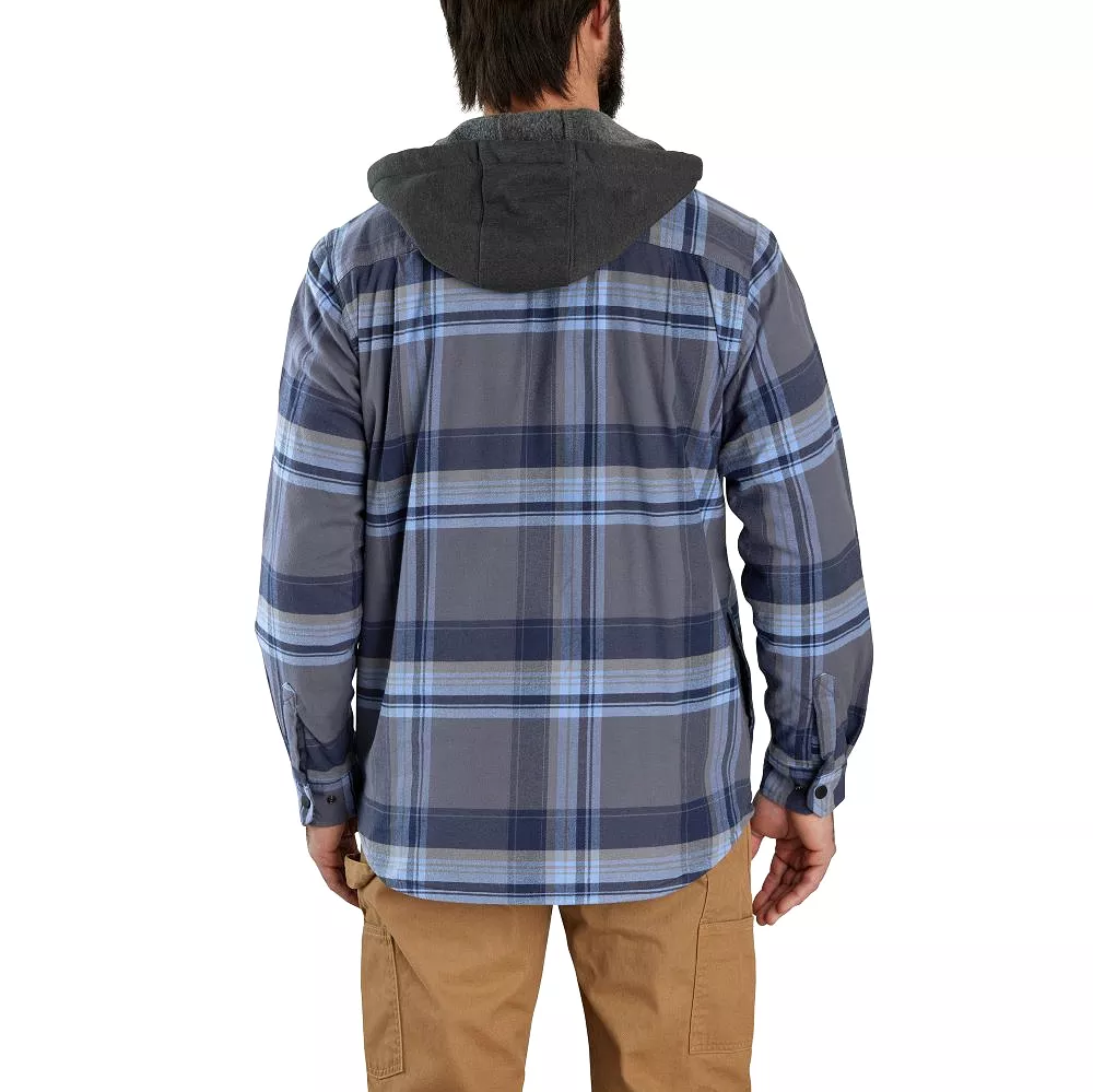 'Carhartt' Men's Rugged Flex Flannel Fleece Lined Hooded Shirt Jac - Navy