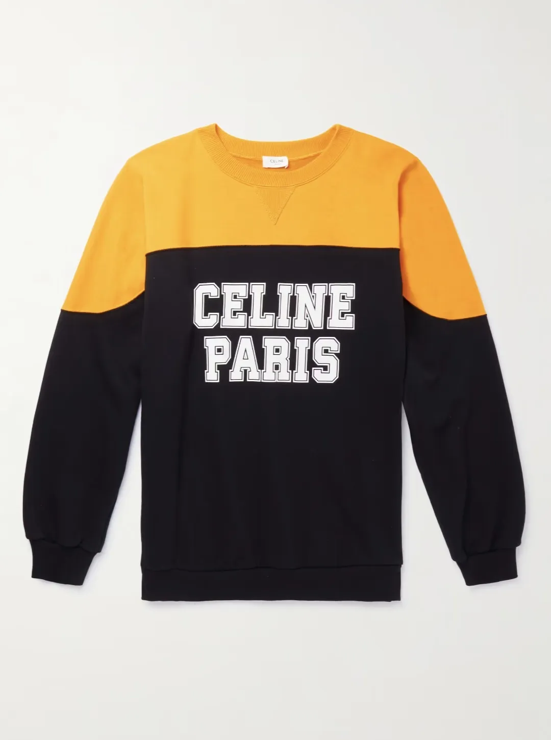 CELINE  |Crew Neck Bi-color Long Sleeves Cotton Logo Luxury