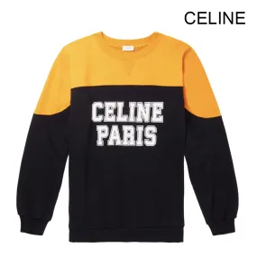 CELINE  |Crew Neck Bi-color Long Sleeves Cotton Logo Luxury