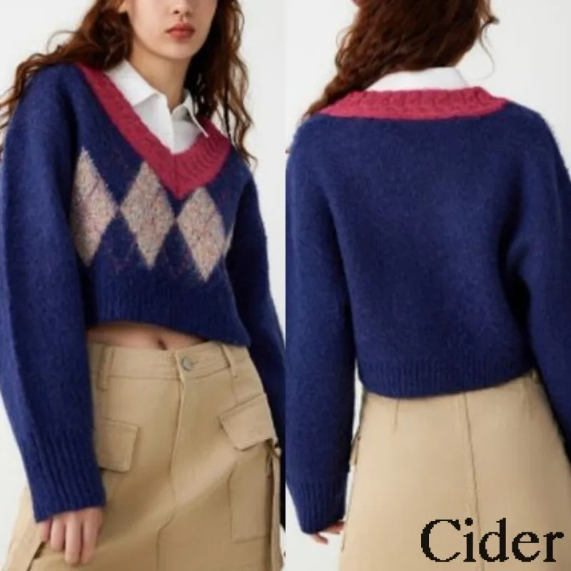 Cider  |Casual Style Street Style V-Neck Long Sleeves