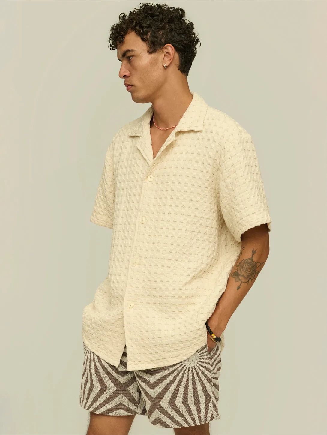 Cuba Waffle Shirt - Ecru