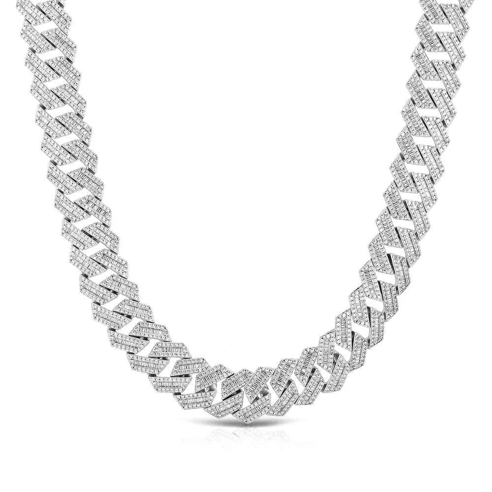 Diamond Baguette Straight Edge Cuban Chain 18mm