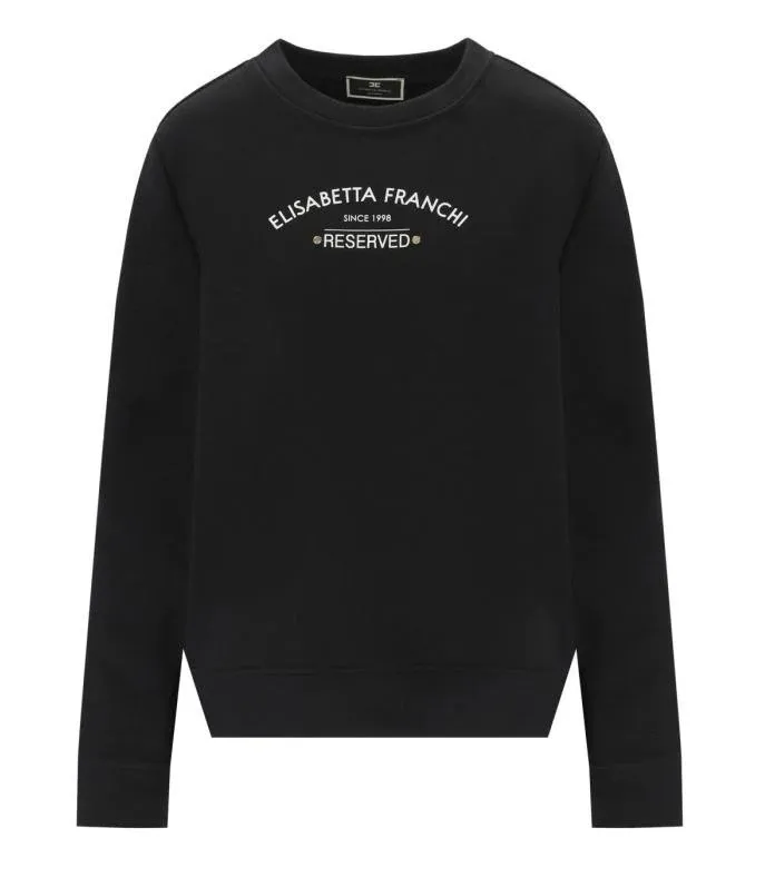 ELISABETTA FRANCHI  |Casual Style U-Neck Long Sleeves Cotton Logo