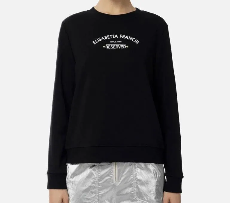 ELISABETTA FRANCHI  |Casual Style U-Neck Long Sleeves Cotton Logo