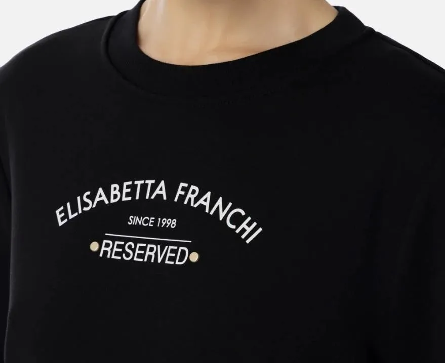 ELISABETTA FRANCHI  |Casual Style U-Neck Long Sleeves Cotton Logo