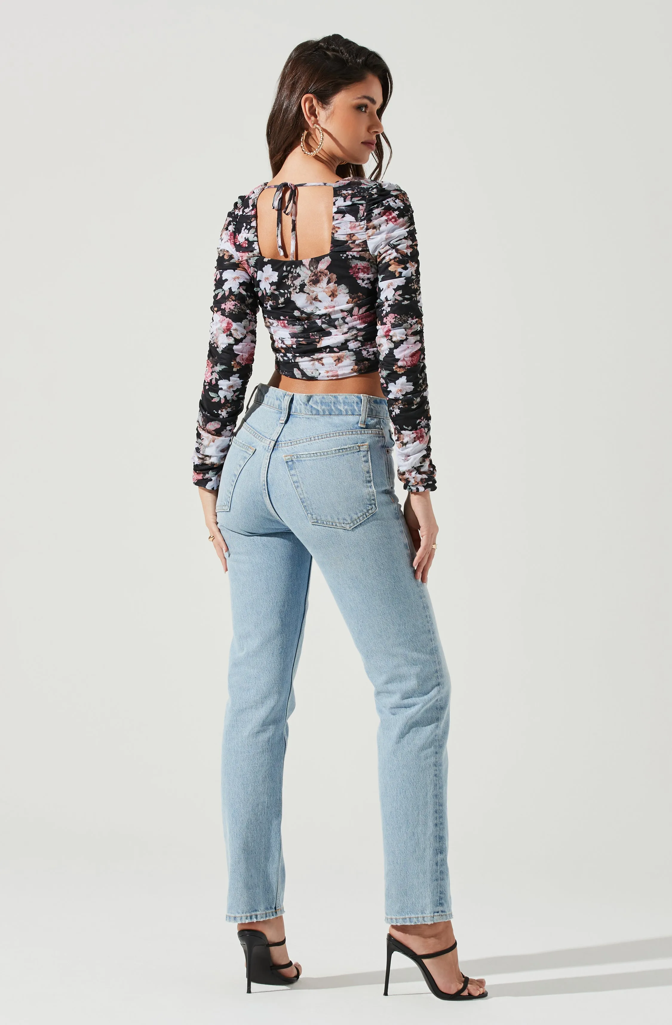 Erica Floral Ruched Long Sleeve Top