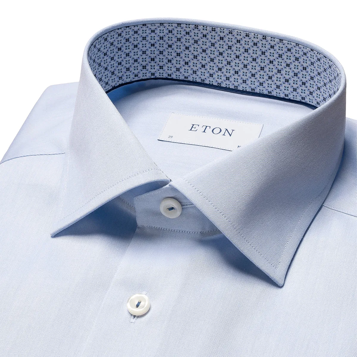 Eton - Contemporary Fit Pattern Trim Shirt in Blue