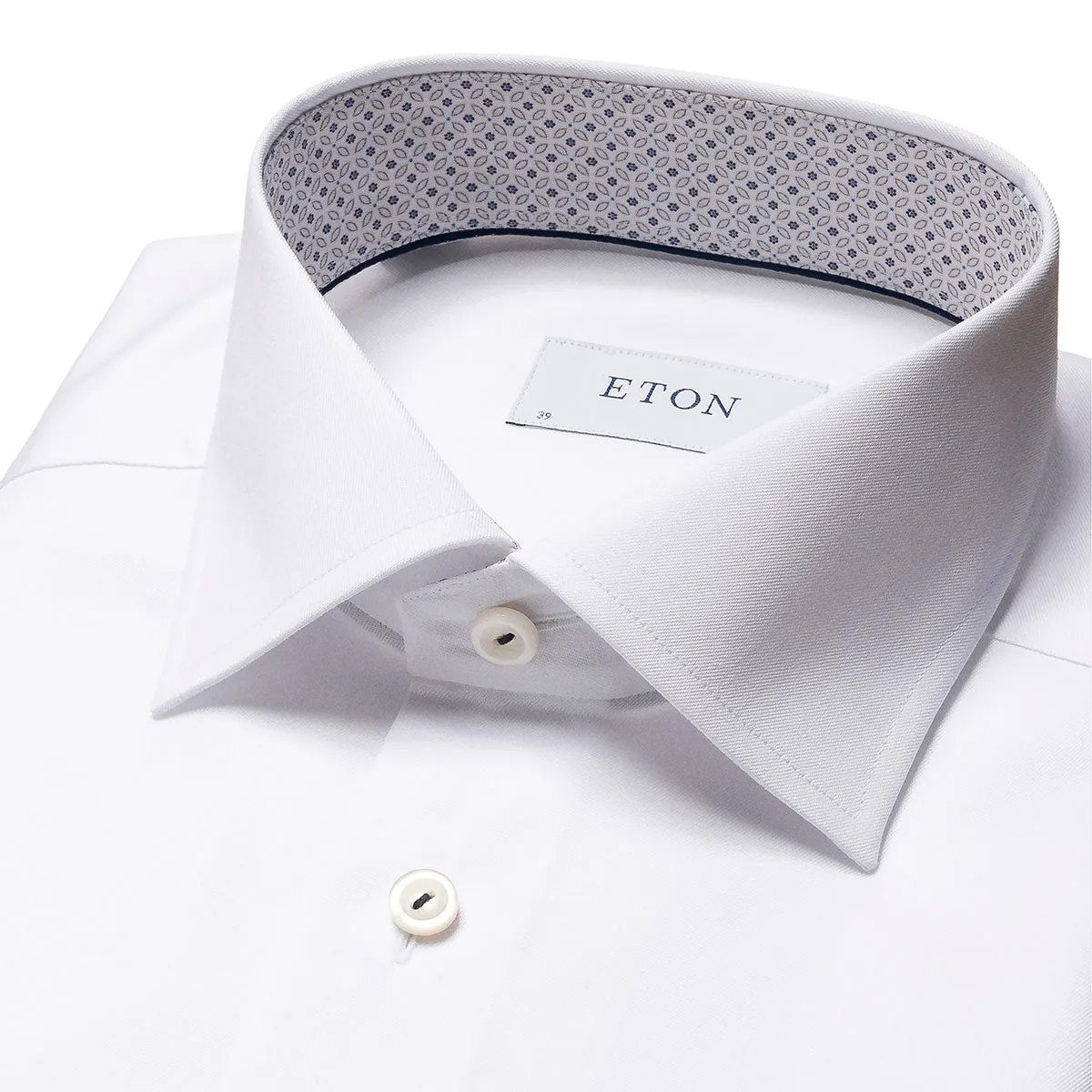 Eton - Slim Fit Mosaic Trim Shirt in White