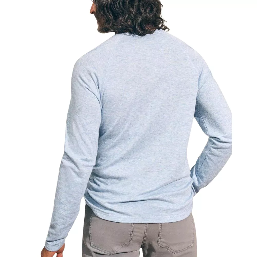 Faherty Men's Cloud Cotton Long Sleeve Henley - Light Blue Heather