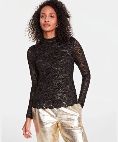 I.N.C. International Concepts Women's Metallic Lace Blouse