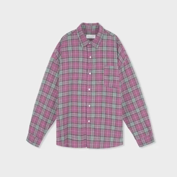 IONSEOUL  |Other Plaid Patterns Unisex Street Style Long Sleeves Cotton