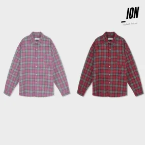 IONSEOUL  |Other Plaid Patterns Unisex Street Style Long Sleeves Cotton