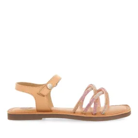 Lixy girlsink leather sandals with crystals