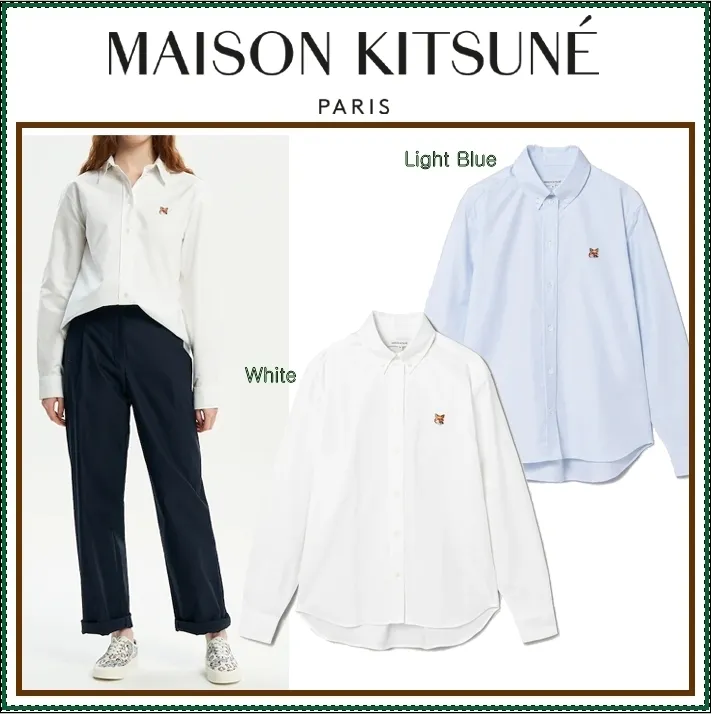 MAISON KITSUNE  |Street Style Long Sleeves Plain Logo Shirts & Blouses