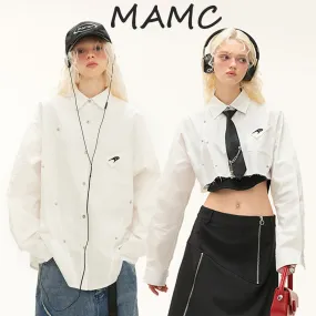 MAMC  |Unisex Street Style Long Sleeves Cotton Oversized Logo