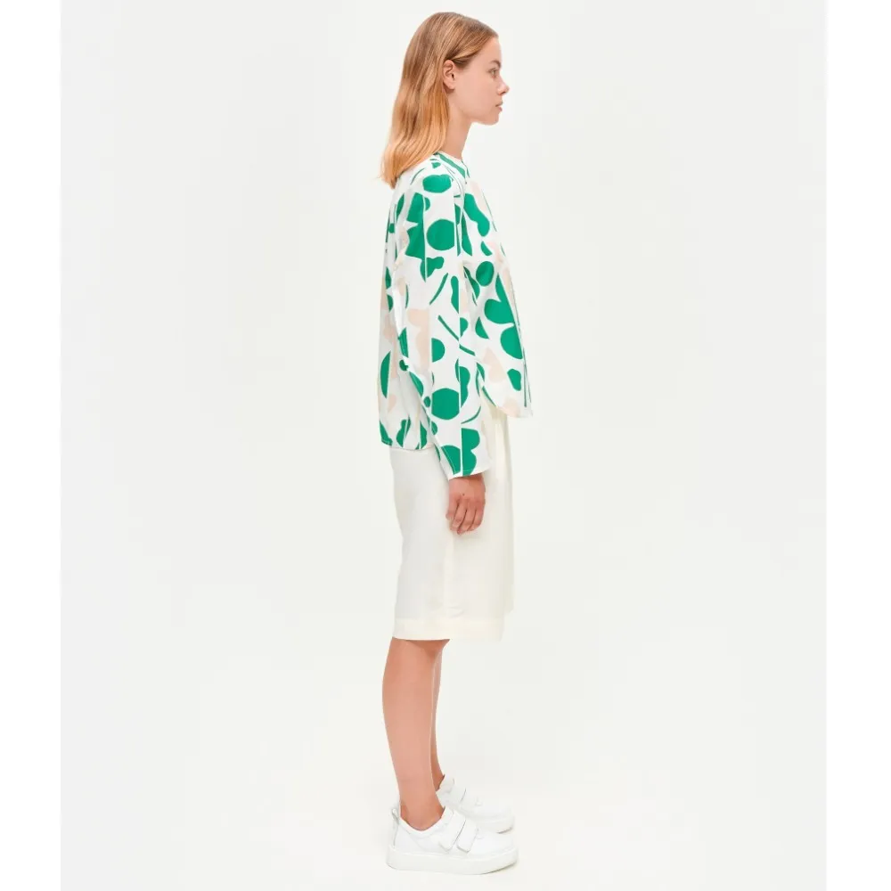 marimekko  |Crew Neck Flower Patterns Long Sleeves Cotton Medium Tunics