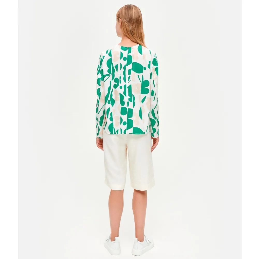 marimekko  |Crew Neck Flower Patterns Long Sleeves Cotton Medium Tunics