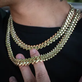 Miami Straight Edge Cuban Link Chain in Yellow Gold (13mm)