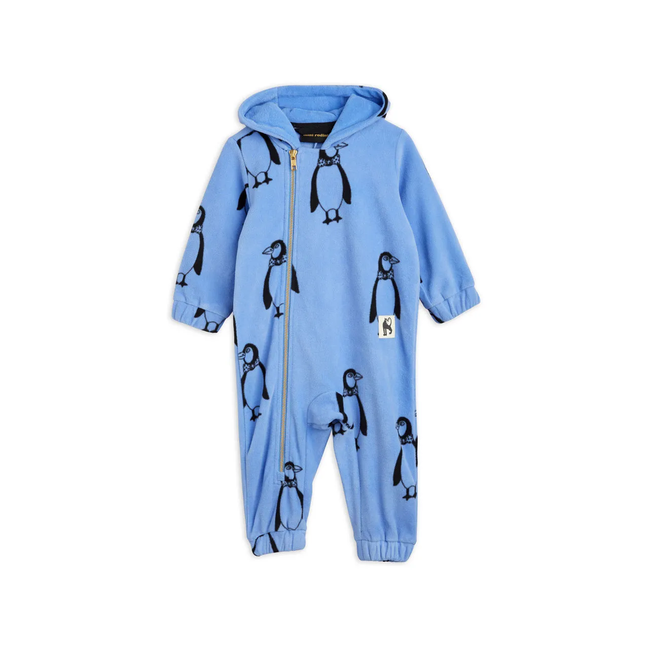 MINI RODINI Penguin Fleece Bodysuit - Blue