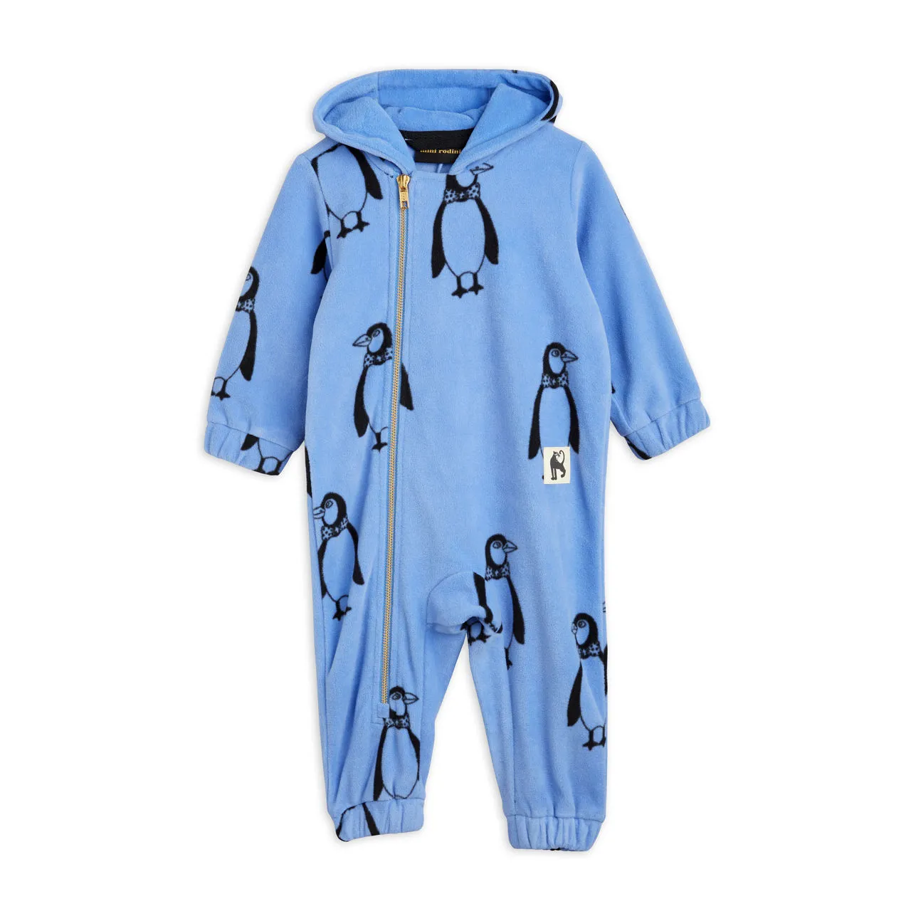 MINI RODINI Penguin Fleece Bodysuit - Blue