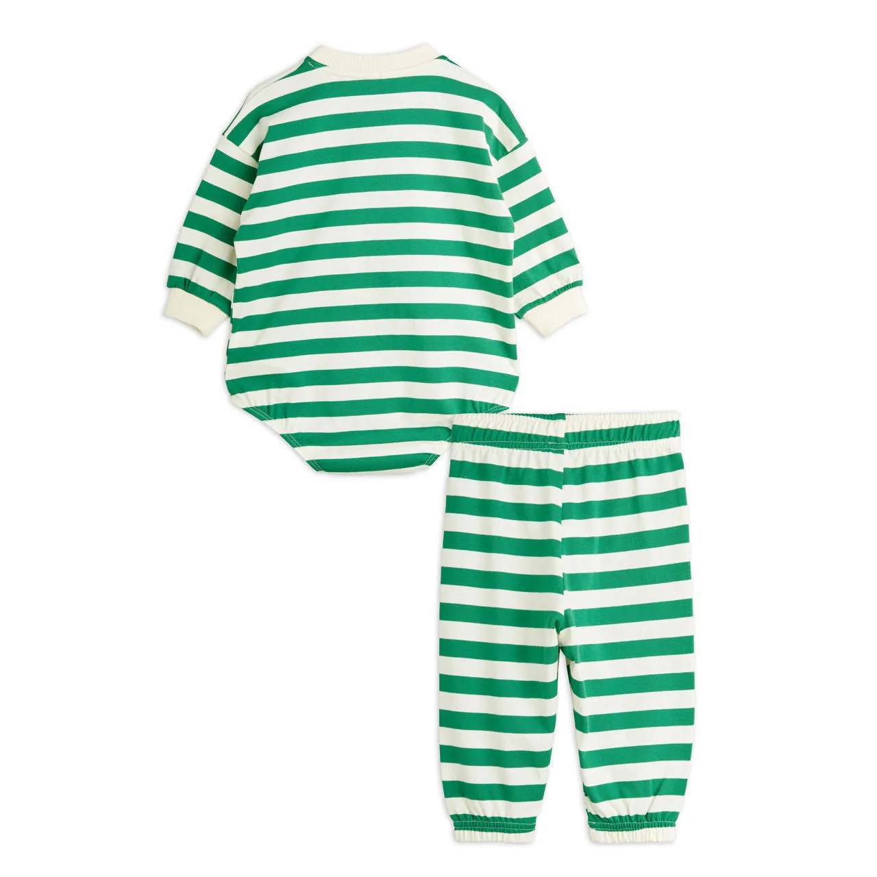 MINI RODINI Two-Piece Striped Bodysuit & Trousers Set - Green