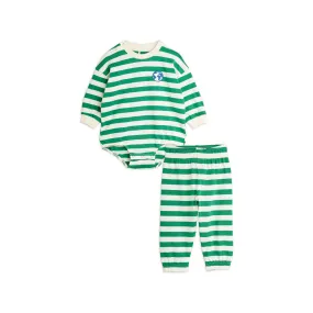 MINI RODINI Two-Piece Striped Bodysuit & Trousers Set - Green