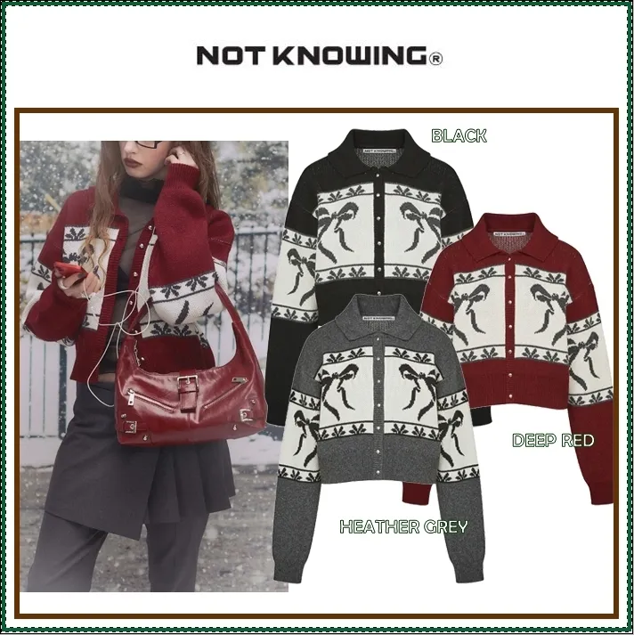 NOT KNOWING  |Street Style Long Sleeves Logo Cardigans