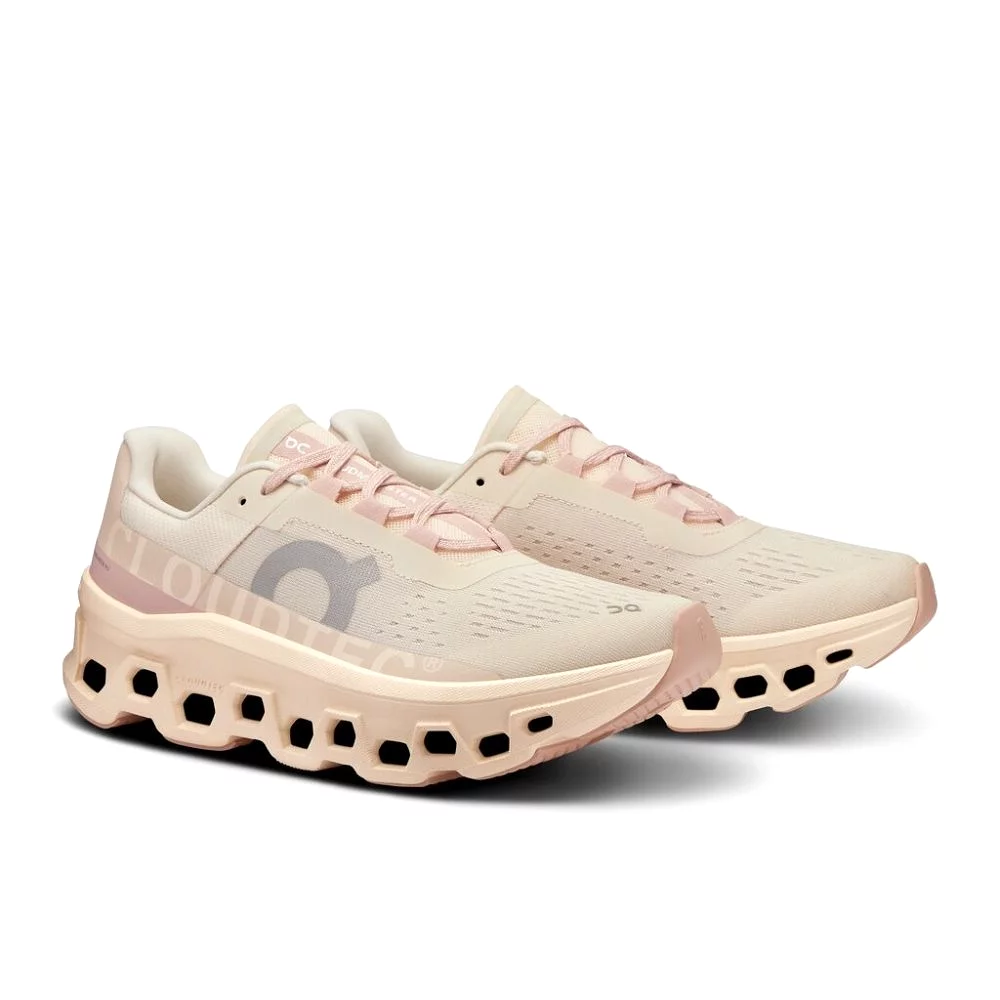 On Women's Cloudmonster Running Shoes - Moon/Fawn