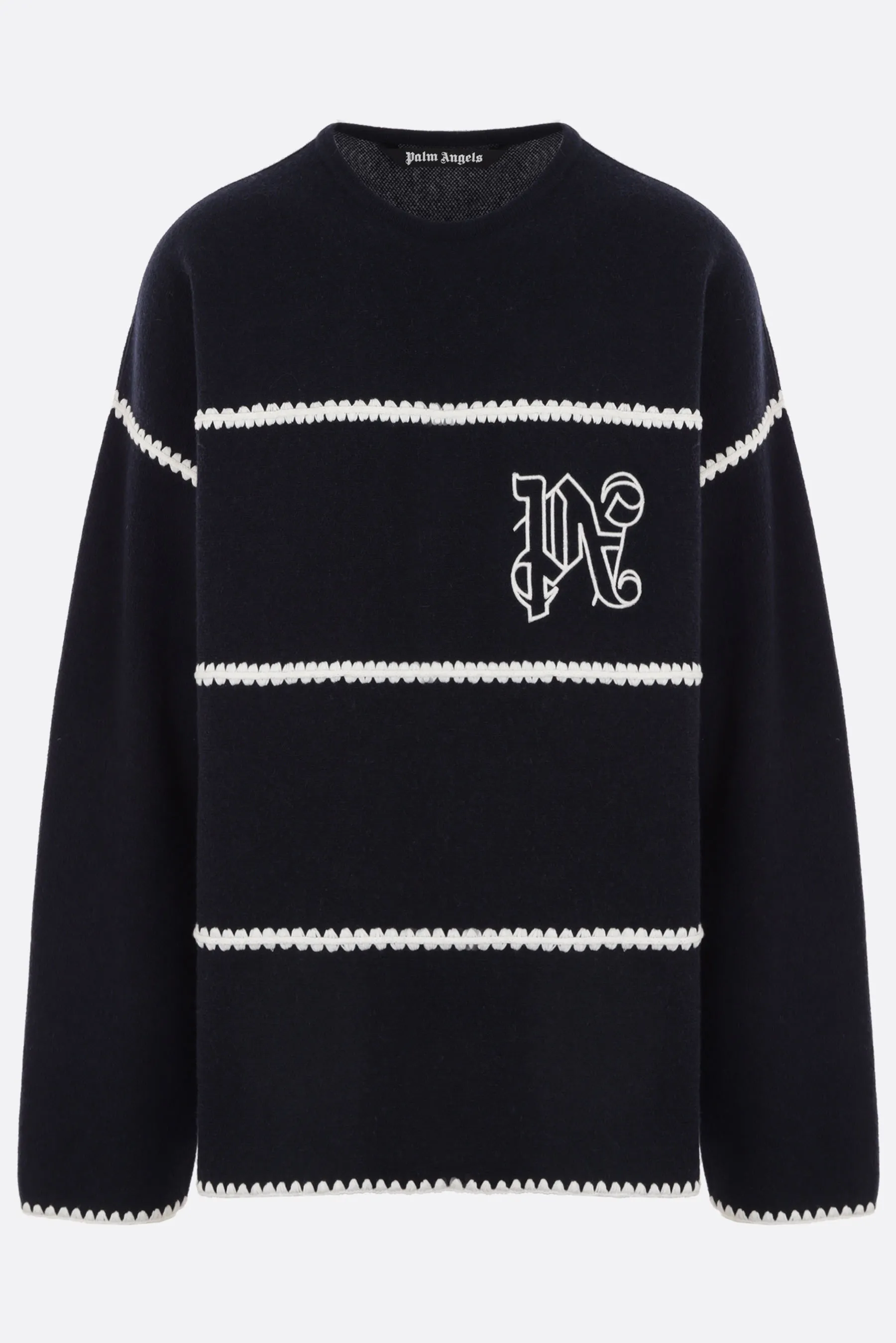 Palm Angels  |Crew Neck Stripes Street Style Long Sleeves Logo Sweaters