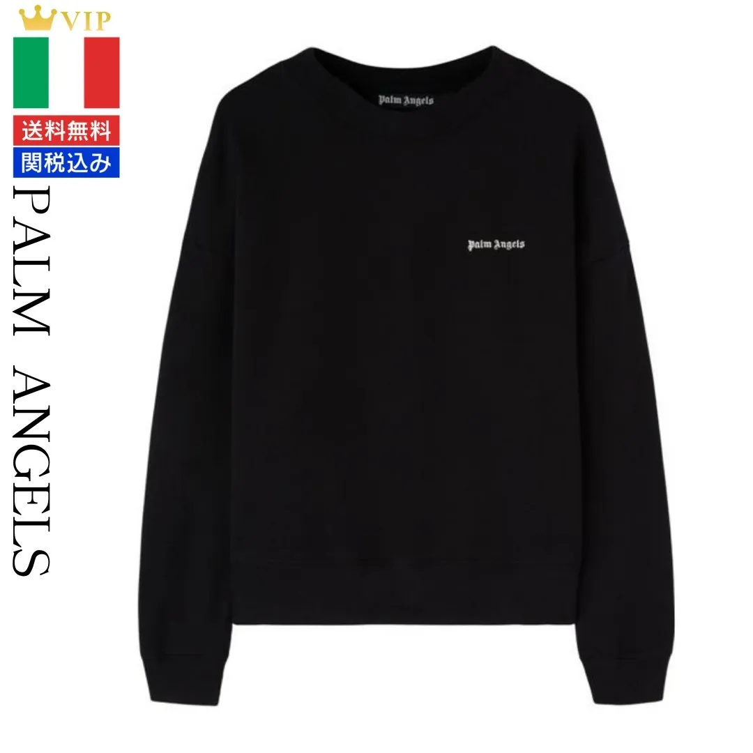 Palm Angels  |Street Style Long Sleeves Plain Logo Sweatshirts