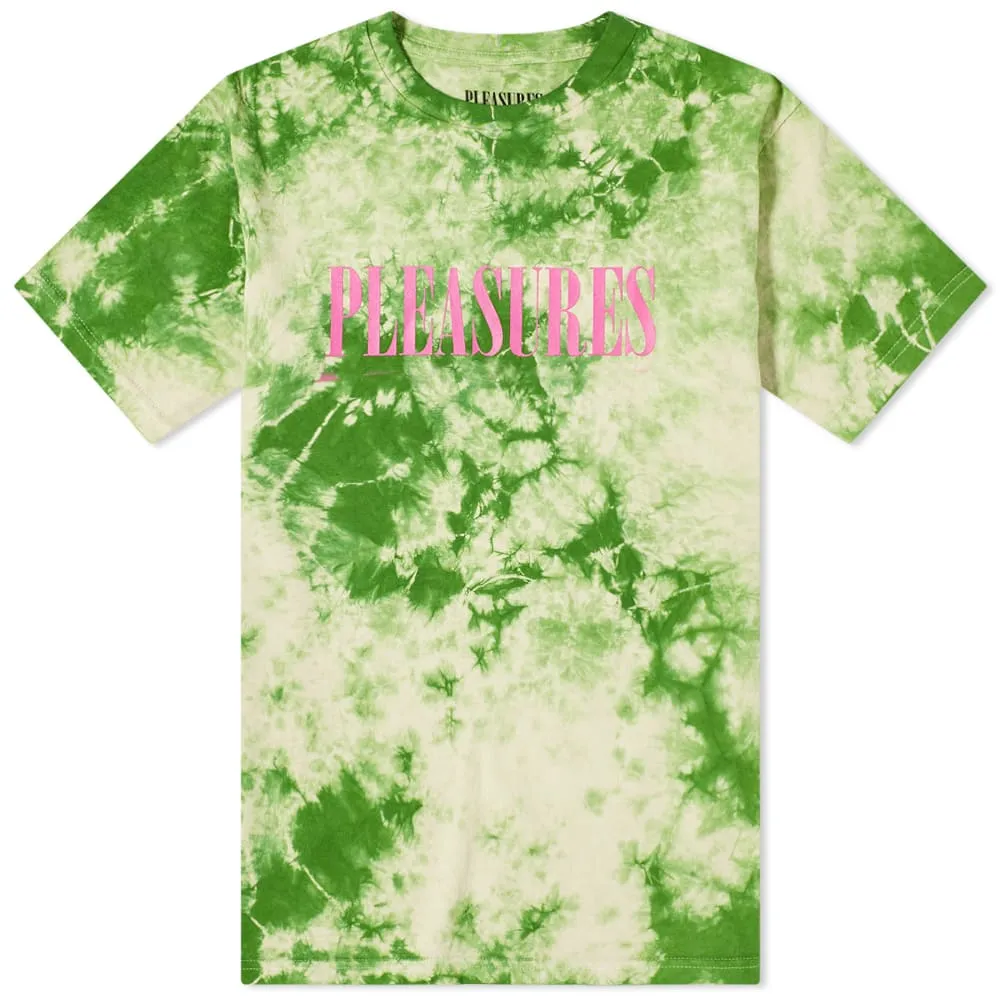 PLEASURES Aroma Crystal Dye T-ShirtNatural & Green